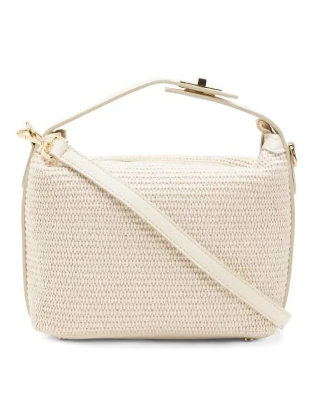 VIOLA CASTELLANI Made In Italy Straw And Leather Medium Folded Handle Satchel